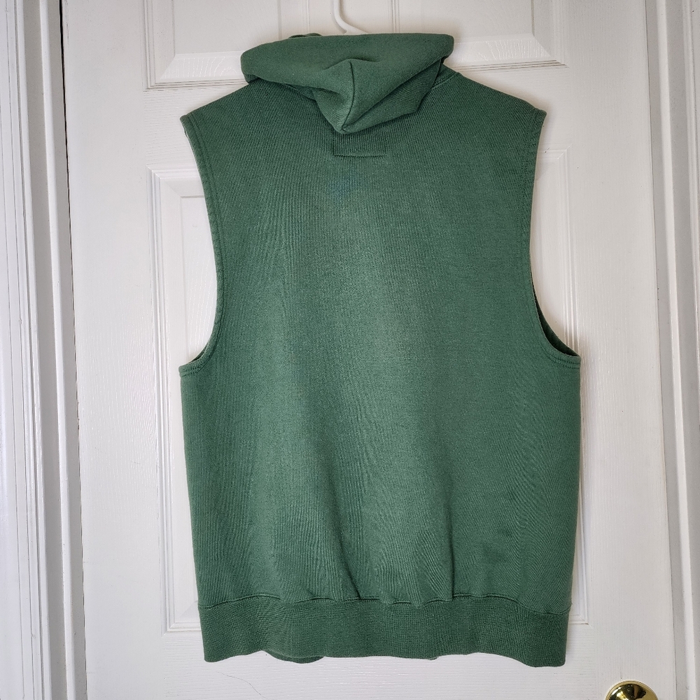 Levi Strauss Green Sleeveless Hoodie Vest Zip Pockets Womens Vintage M - Picture 2 of 5